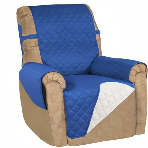 Reversible Recliner Chair Covers Couch Covers for Dogs (Small Recliner / Classic Blue/Ivory)