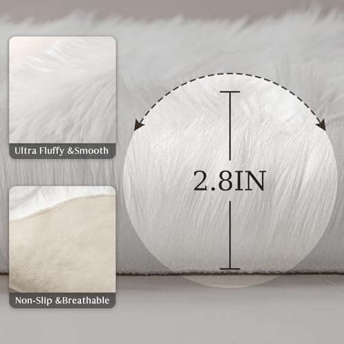 Ashler Faux Fur Rug (6' x 2' (Irregular) / C-white)