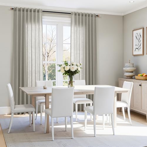 Silver Grey Linen Curtains 120 Inch Extra Long for Living Room Back Tab Light Filtering Semi Sheer Drapes Modern Farmhouse Boho Textured Curtain for Floor to Ceiling High Window 52x120 (52"W x 120"L (Pack of 2) / Silver Grey)