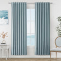 Blue 100% Blackout Linen Curtains 80 Inch Length 2 Panels Set for Living Room Bedroom Back Tab Thermal Insulated Black Out Drapes Room Darkening Window Curtains 80 Inches Long Dusty Blue (Blue / 52"W x 80"L (Pack of 2))