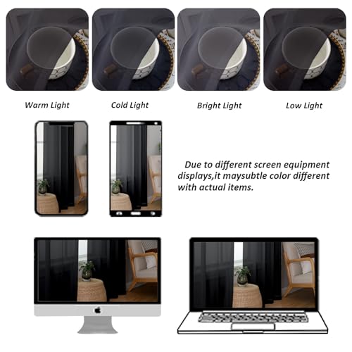 Black Sheer Valances for Windows (Black / 42"W x 16"L (Pack of 2))