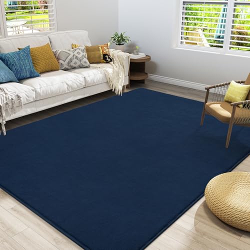 Navy Blue Area Rugs for Bedroom Living Room (4' x 6' (Rectangular) / Navy Blue)