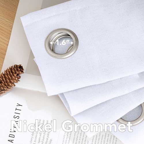 Living Room Linen Curtains Home Decorative Grommet Curtains Privacy Added Energy Saving Light Filtering Window Treatments Draperies for Bedroom (52"W x 96"L (Pack of 2) / Bright White)