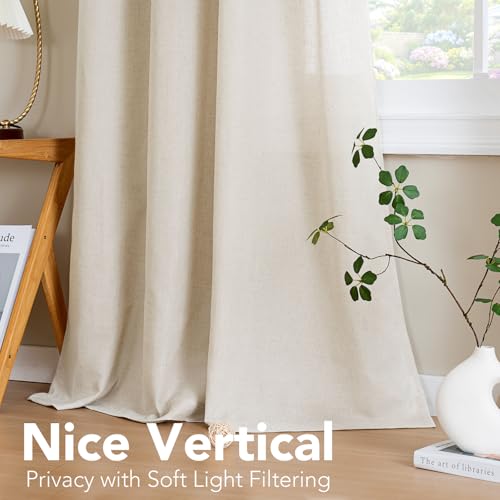 Living Room Linen Curtains Home Decorative Nickel Grommet Curtains Privacy Added Energy Saving Light Filtering Window Treatments Draperies for Bedroom (52"W x 96"L (Pack of 2) / Ivory)