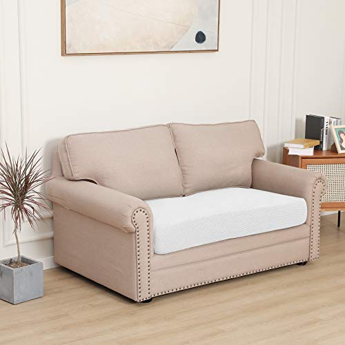 Stretch 1 Piece Loveseat Couch Cushion Cover for Sofa (Medium / Snow White)