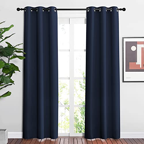 Navy Blue Blackout Curtains for Living Room (Navy / 37"W x 84"L (Pack of 2))