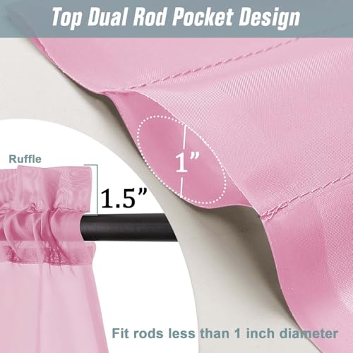Light Pink Small Sheer Curtains 2 Panels Set (42"W x 36"L (Pack of 2) / Light Pink)