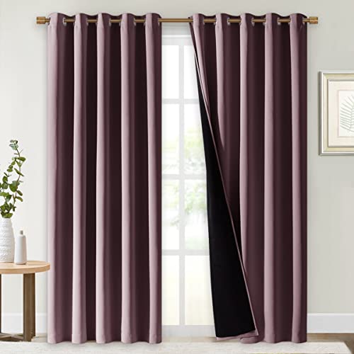 100% Blackout Window Curtain Panels (Dry Rose / 70"W x 84"L (Pack of 2))