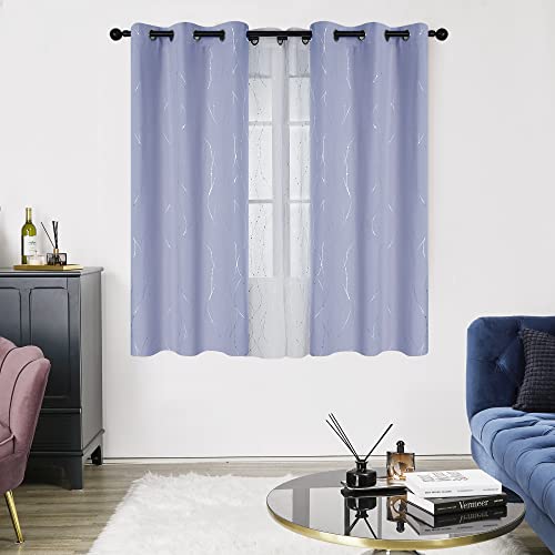 Living Room Curtains 36 Inches Long (Light Purple/Wave Dots / 38"W x 36"L (Pack of 2))