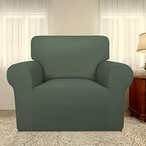 Stretch Chair Covers Fleece Couch Covers for Sofa Grayish Green (Small Chair / Grayish Green)