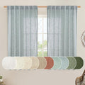 Linen Semi Sheer Curtains 48 Inch for Bedroom Window Treatment (Greyish Blue / 52"W x 48"L (Pack of 2))