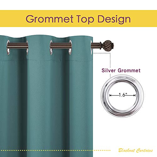 Bedroom Curtain Panels Blackout Draperies (Sea Teal / 42"W x 45"L (Pack of 2))