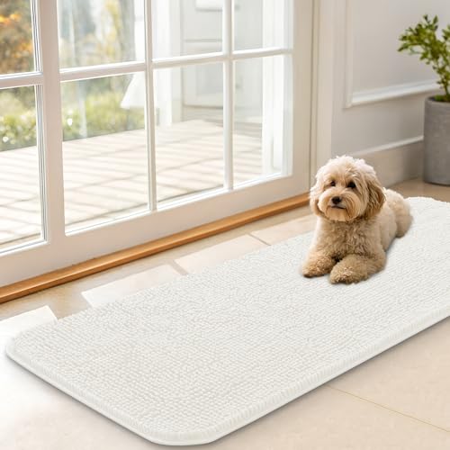 Dog Door Mat for Muddy Paws 47x17 (Ivory / 47" X 17")
