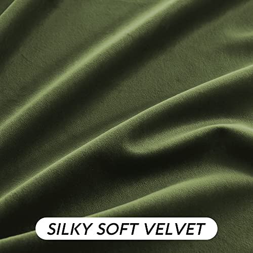 Velvet Curtains 102 inches Long (Olive Green / 52"W x 102"L (Pack of 2))
