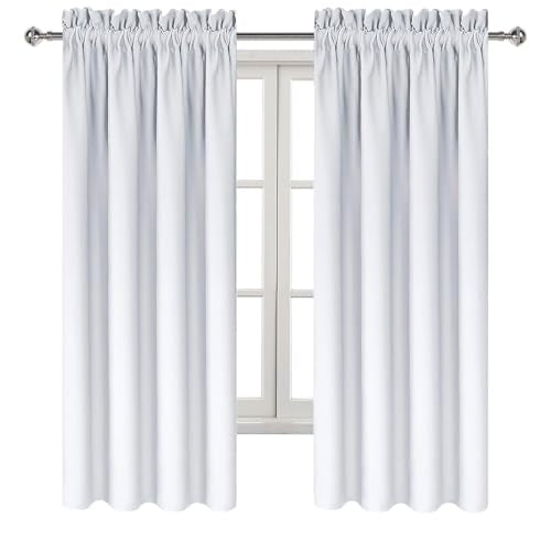 Blackout Curtains for Bedroom Living Room 38 x 63 Inch Long 2 Panels (Greyish White / 38"W x 63"L (Pack of 2))