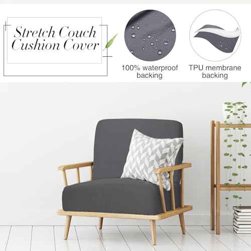 4 Pcs Stretch Cushion Covers (Dark Grey / Seat Cover)