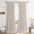 100% Blackout Curtains 108 Inch Length 2 Panels Set for Living Room Bedroom Back Tab Thermal Insulated Black Out Linen Drapes Room Darkening Window Curtains 108 Inches Long (Sand Beige / 52"W x 108"L (Pack of 2))