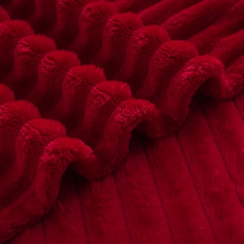 Red Fleece Throw Blanket 90”×90” for Couch Sofa Livingroom (Red / 90×90inch)
