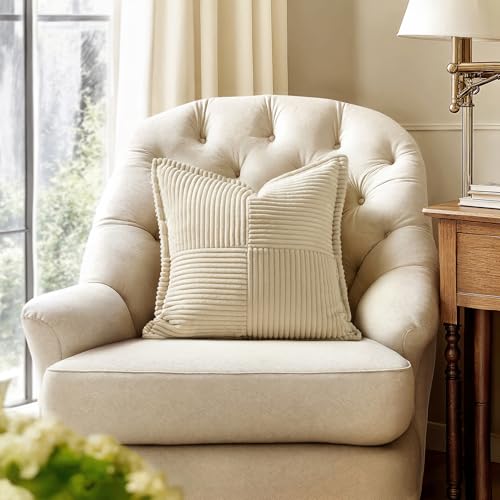 Decorative Throw Pillow Covers for Couch 20x20 Inch Cream 2 Pack (Cream / 20" x 20" (Pack of 2))