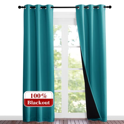Peacock Teal Blackout Curtains 84 inches Long (Peacock Teal / 37"W x 84"L (Pack of 2))