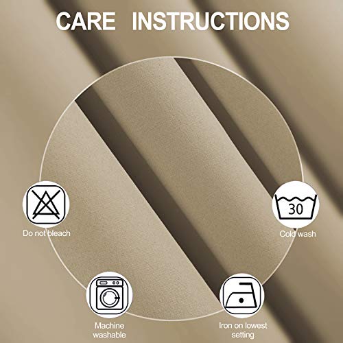 Beige Blackout Curtains 66 x 63 Inch Length (Beige / 66"W x 63"L (Pack of 2))