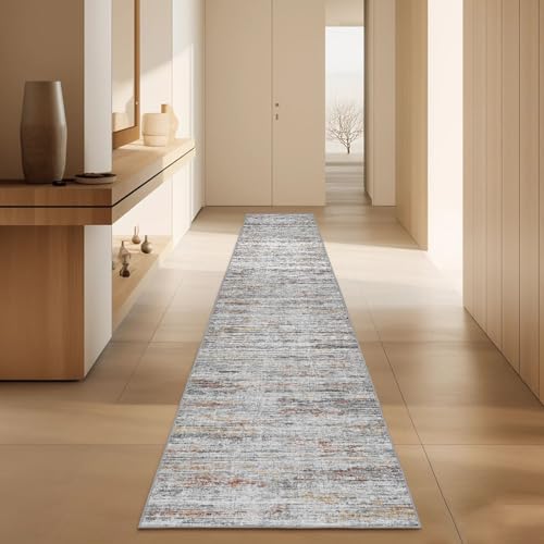 Washable Runner Rugs 3x10 Abstract Kitchen Runner Rug Non Slip Backing (Multi Color / 3' x 10' (Runner))