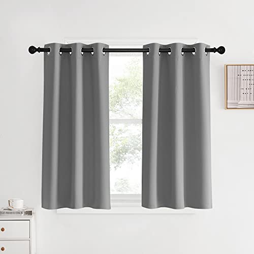 Room Darkening Kitchen Curtains (Silver Gray / 34"W x 40"L (Pack of 2))