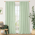 Light Filtering Linen Curtains 84 Inch for Living Room 2 Panels (Light Green / 52"W x 84"L (Pack of 2))