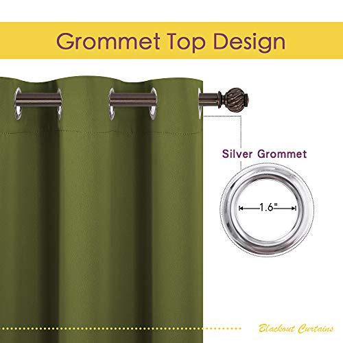 Bedroom Curtain Panels Blackout Draperies (Olive / 42"W x 45"L (Pack of 2))