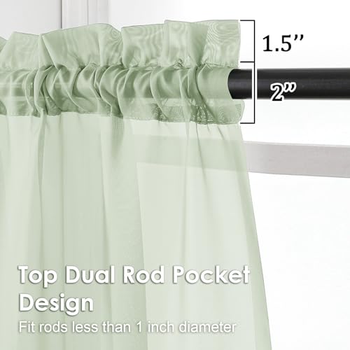 Light Green Sheer Curtains 63 Inches Long 2 Panels (Light Green / 42"W x 63"L (Pack of 2))