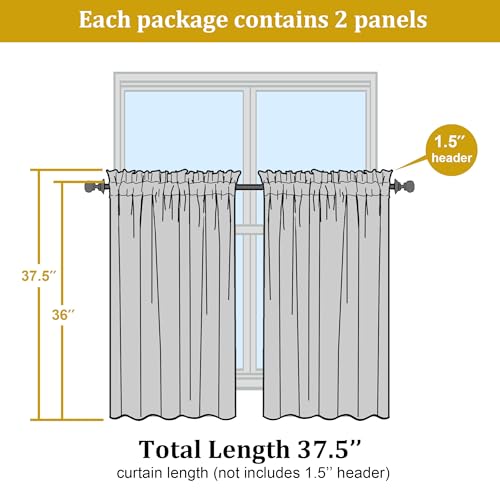 Short Lime Sheer Curtains 36 Inch Length 2 Panels Set (Lime Green / 42"W x 36"L (Pack of 2))