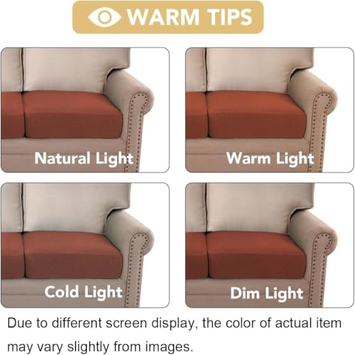 Stretch Couch Cushion Covers Individual Seat Sofa Chair Slipcovers Cushion Protector Cover Featuring Jacquard Textured Twill Fabric (Rust)