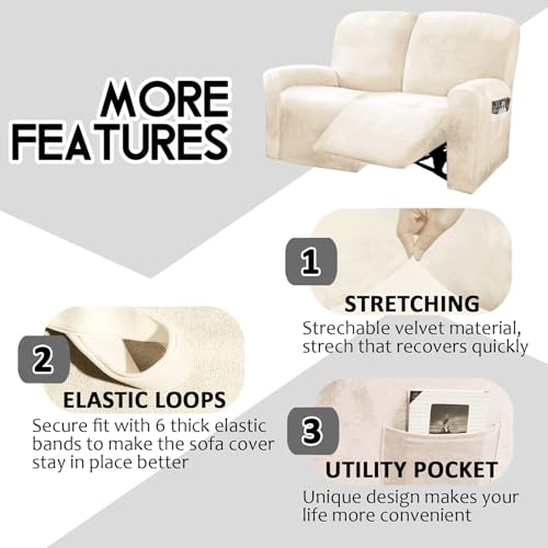 Reclining Love Seat Slipcover (Ivory)