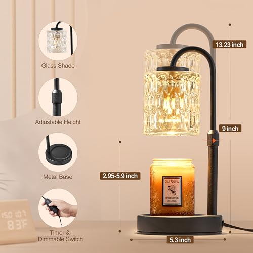 Dimmable Candle Warmer Lamp with Timer (Black Clear)