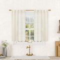 Semi Sheer Linen Curtains 40 Inch Length for Cafe (Natural / 25"W x 40"L (Pack of 2))