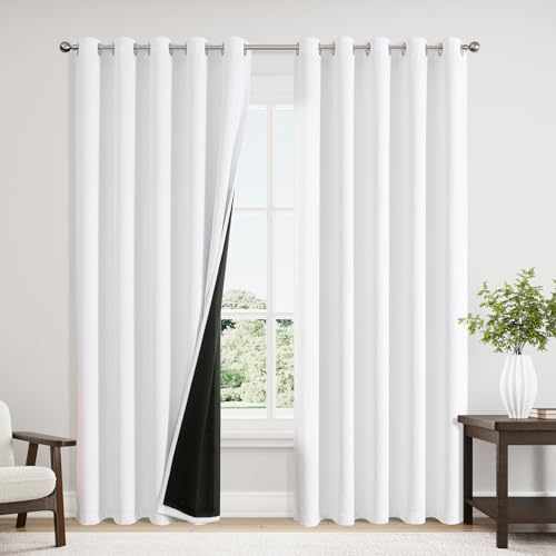 White 100% Blackout Curtains for Bedroom 84 Inches Long 2 Panels (60"W x 84"L (Pack of 2) / White)