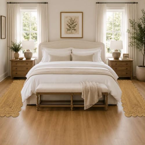 Jute Runner Rug 2.5x16 Ft with Scalloped Border (Natural / 2'7" x 16' (Rectangular))