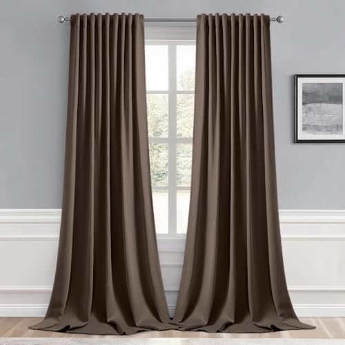 Chocolate Brown Back Tab Blackout Curtains 52x108 Inch 2 Panels Set (Chocolate Brown / 52"W x 108"L (Pack of 2))