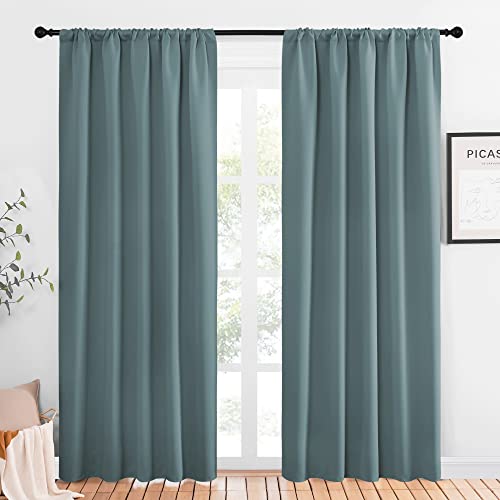 Greyish Blue Blackout Curtains Panels for Window (Greyish Blue / 52"W x 84"L (Pack of 2))