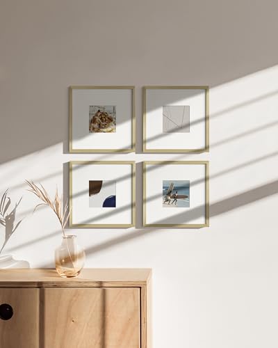 10x10 Gold Metal Picture Frames Matted to 5x5 (Set of 04 / Gold Metal / 10x10 in)