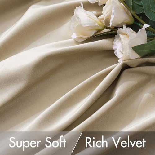 Velvet Curtains 52x90 inches 2 Panels Beige Blackout Curtains (Beige / 52"W x 90"L (Pack of 2))