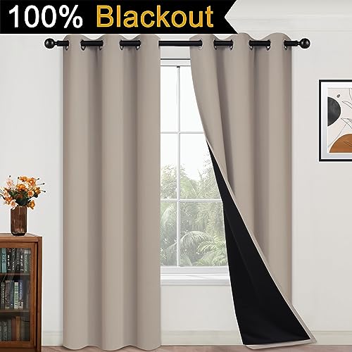 Natural Blackout Curtains 84 Inches Long for Bedroom 42" Wide 2 PCS (42"W x 84"L (Pack of 2) / Natural)