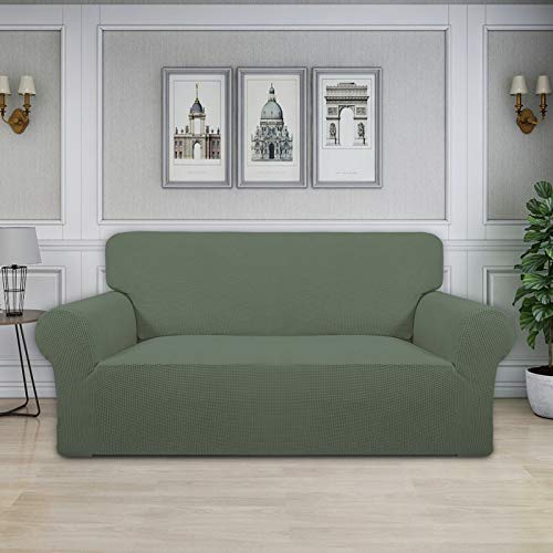 Stretch Oversized Loveseat Couch Covers Washable Greyish Green (Medium-XL Loveseat / Greyish Green)