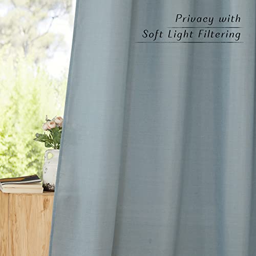 Flax Stone Blue Linen Curtains for Room Divider (Stone Blue / 68"W x 84"L (Pack of 2))