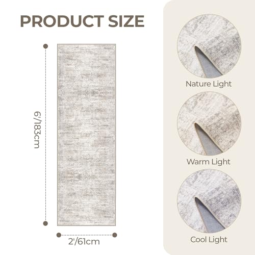 2x6 Runner Rug Non Slip (Brown/Grey/Ivory / 2' x 6' (Runner))