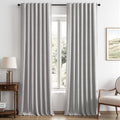 100% Blackout Linen Curtains 42 x 96 Inch Greyish White 2 Panels (Greyish White / 42"W x 96"L (Pack of 2))