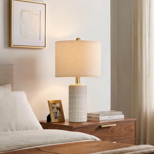 20.75" Small Modern Ceramic Table Lamps Set of 2 for Bedroom (20.75'' Small - Beige and White)