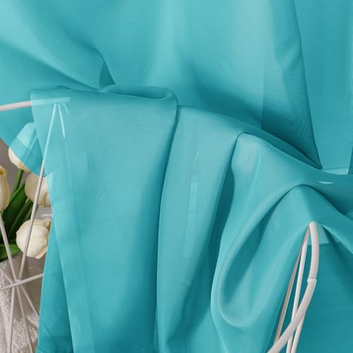 Turquoise Sheer Curtains 45 Inch Length 2 Panels Set (42"W x 45"L (Pack of 2) / Turquoise)