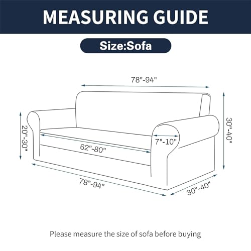 2026 New Stretch Sofa Slipcovers Couch Cover for 3 Cushion Furniture Protector Sofa Covers with Elastic Bottom Jacquard Fabric Small Checks for Pets (Wine / Sofa)