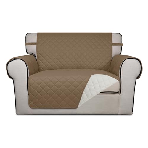 Reversible Quilted Sofa Cover Dog Couch Covers for Sofa (Small-XL / Camel/Ivory)